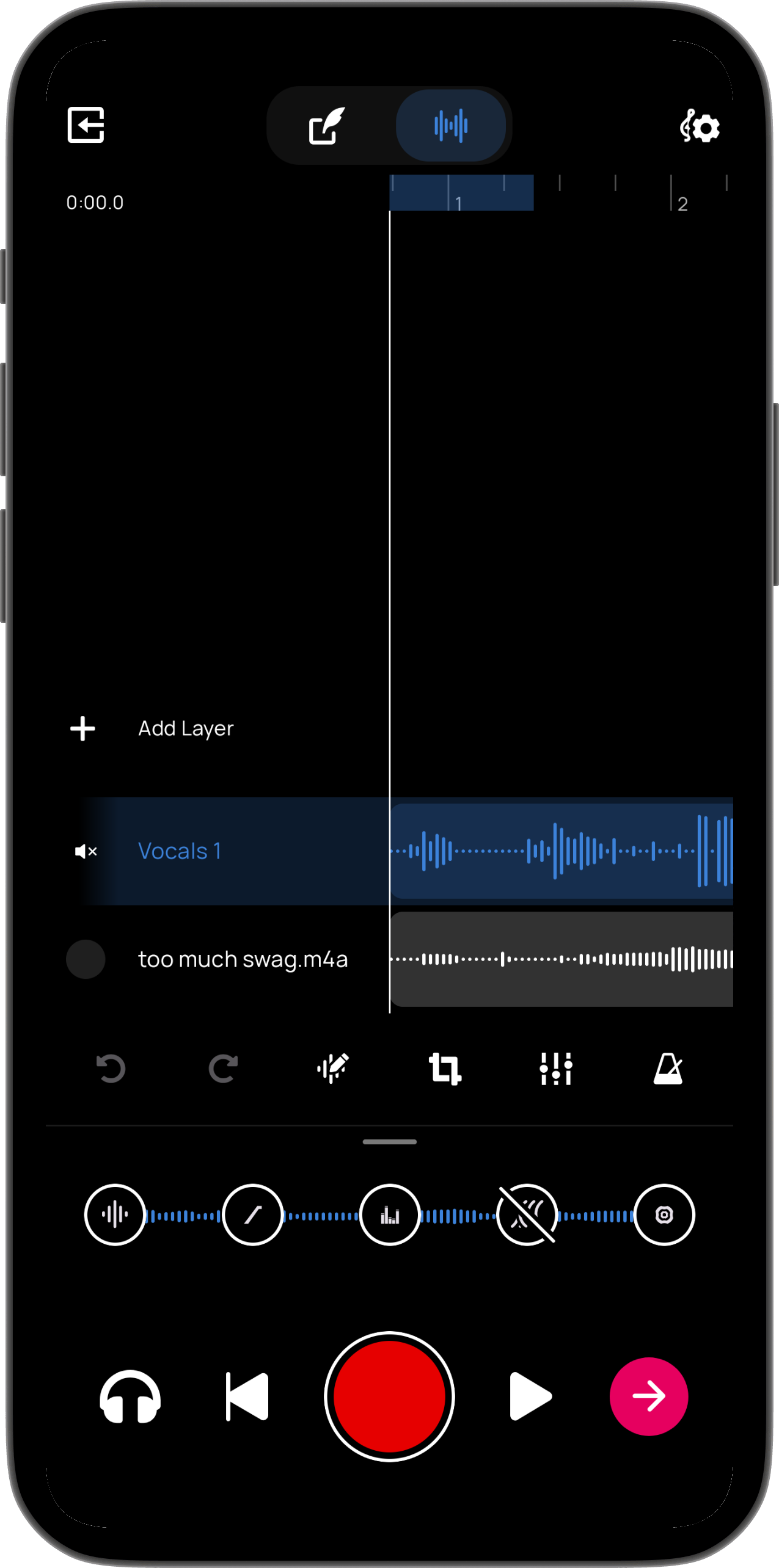 Separate Vocals interface splitting a song into vocal and backing track stems